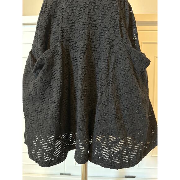 Free People Black Poppy Textured Mini Dress Sleeveless Size L Boho Summer Goth - Picture 4 of 13